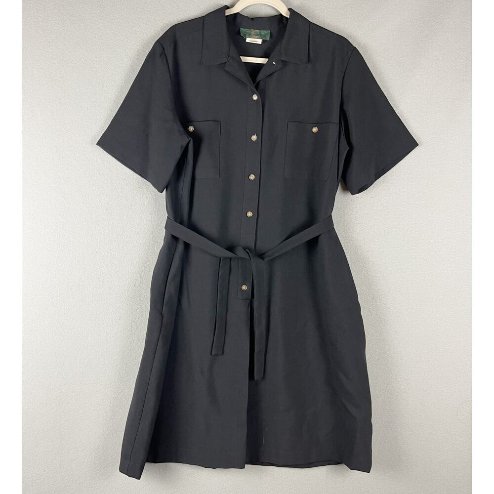 Vintage Orvis Dress Womens 18 Black Button‎ Front USA Made 80s Minimal Modest